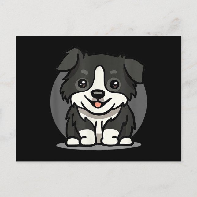 Cartão Postal Cute Kawaii Border Collie Chibi (Frente)