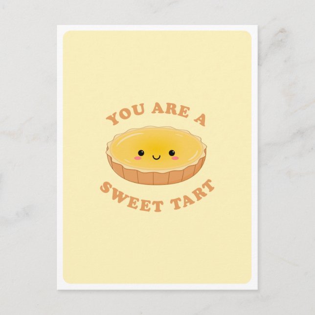 Cartão Postal Cute Kawaii Egg Tart Dessert Comida Pun Cotação de (Frente)