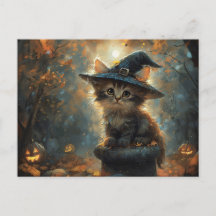 Cute Kitten Vestindo um Chapéu de Bruxa