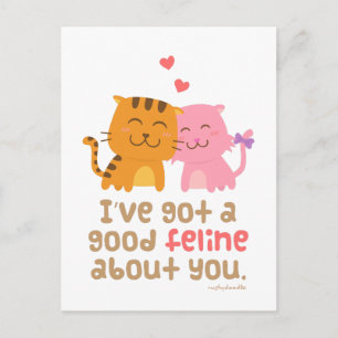 Cartão Postal Cute Kitty Cat Feline Love Confession Pun Humor