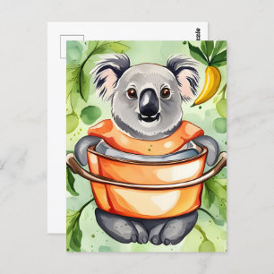 Cartão Postal Cute Koala Bear cozinhar janto, Posto