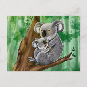 Cartão Postal Cute Koala e Baby