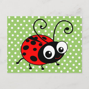 Cartão Postal Cute Ladybug