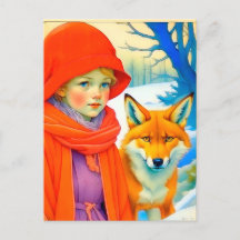 Cute Little Girl With Fox Chritmas