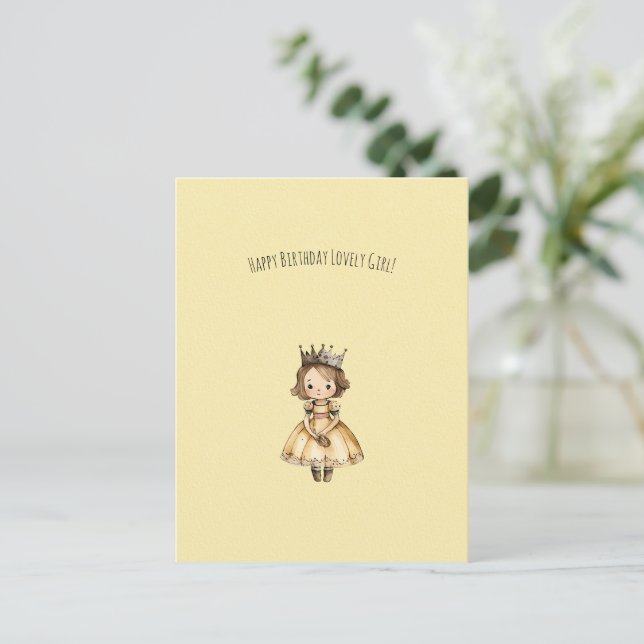 Cartão Postal Cute Little Princess Girl Happy Birthday Card (Em pé/Frente)