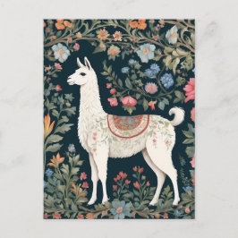 Cartão Postal Cute Llama Elegant Floral