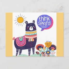 Cartão Postal Cute Llama Think Primavera