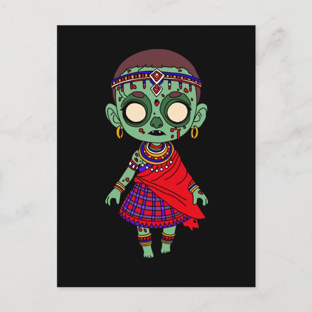 Cartão Postal Cute Maasai Zombie (Frente)