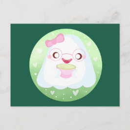 Cartão Postal Cute Matcha Latte Ghost