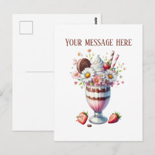 Cartão Postal Cute milkshake adicionar mensagem nome da empresa