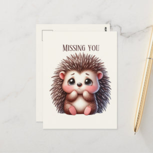Cartão Postal Cute Missing you hedgehog