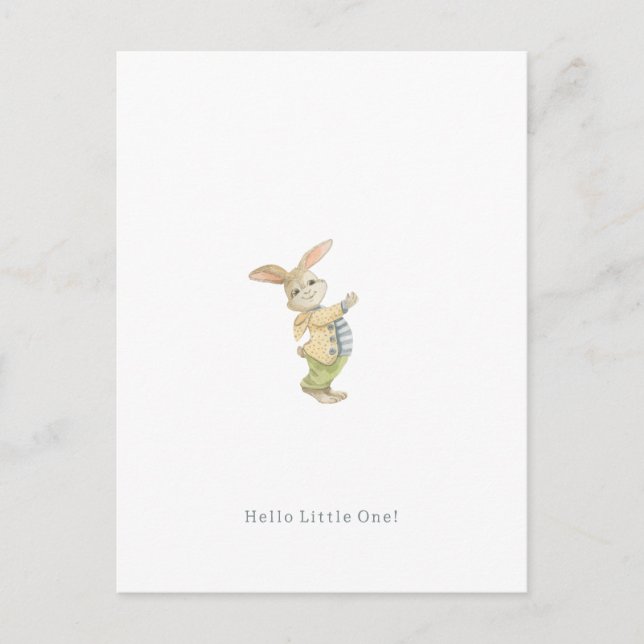 Cartão Postal Cute Newborn Baby Hello Little One Rabbit Card. (Frente)