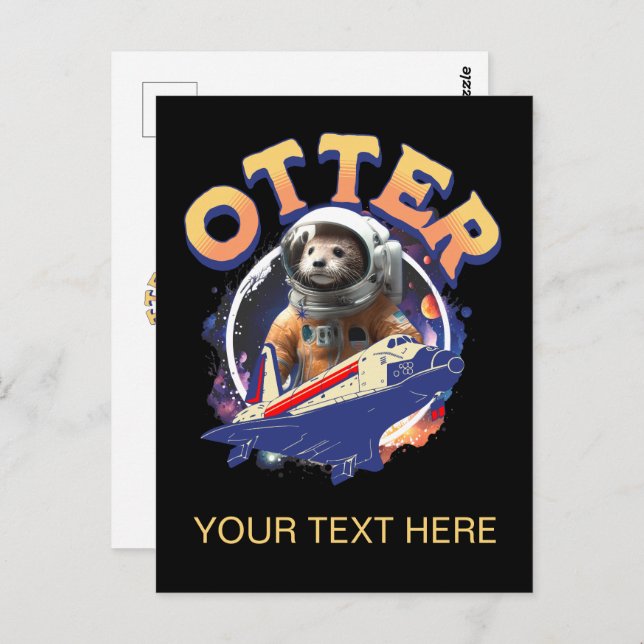 Cartão Postal Cute Otter Astronaut Outer Space Shuttle Cadet (Frente/Verso)