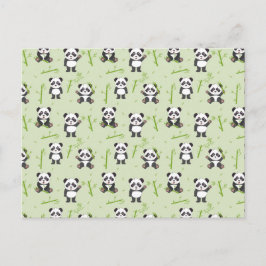 Cartão Postal Cute Panda Bear Bamboo Kawaii Animals Pattern