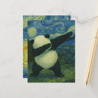 Cartão Postal Cute Panda Bear - Van Gogh Style - Starry Night 
