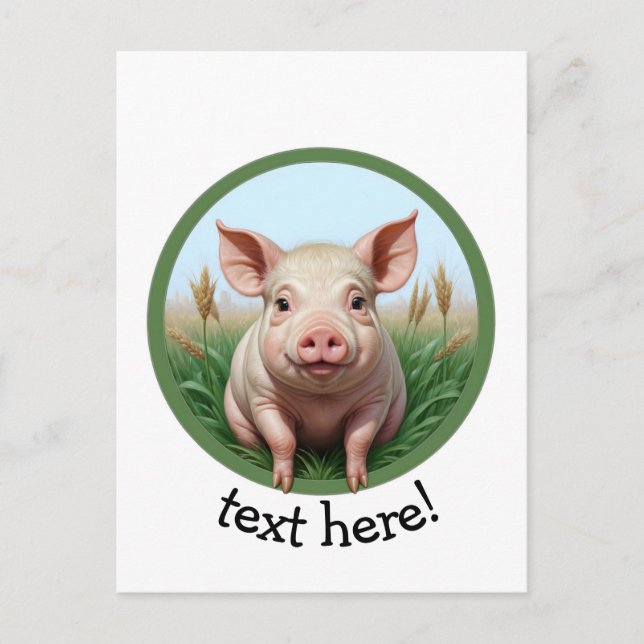 Cartão Postal cute pig with your text (Frente)