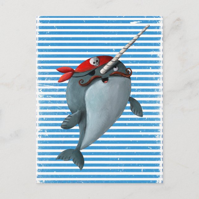 Cartão Postal Cute Pirate Narwhal (Frente)