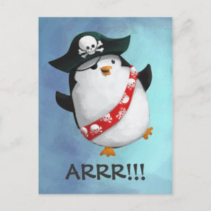Cartão Postal Cute Pirate Penguin