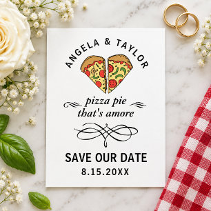 Cartão Postal Cute Pizza Pie Amore Casamento Save the Date
