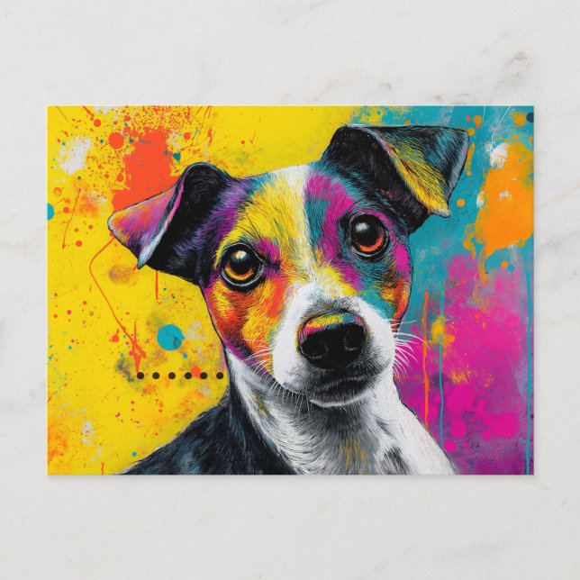 Cartão Postal Cute Puppy Funny Dog Mixed Media Animal Pet (Frente)