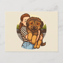 Cartão Postal Cute Puppy with Heart Sunglasses 