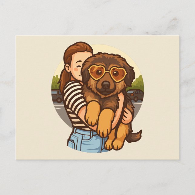 Cartão Postal Cute Puppy with Heart Sunglasses  (Frente)