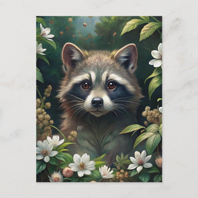 Cartão Postal Cute Raccoon (Frente)