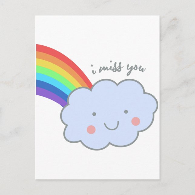 Cartão Postal cute rainbow i miss you (Frente)