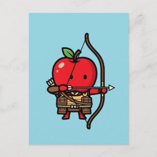 Cartão Postal Cute Red Apple Samurai Archer Yumi Bow