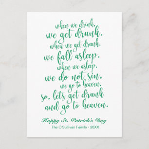 Cartão Postal Cute Script Irish Toast St. Patrick's Day