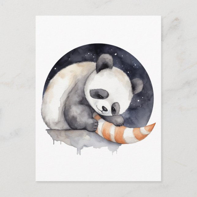 Cartão Postal Cute Sleepy Panda (Frente)