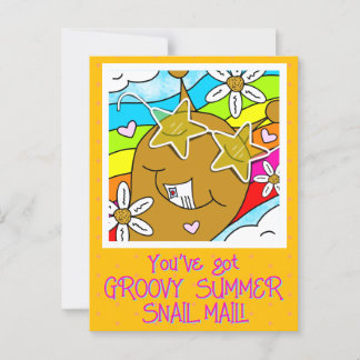 Cartão Postal Cute Snail Groovy Summer Mail Olá