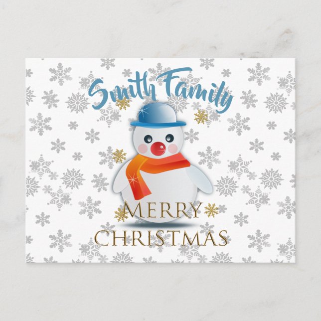 Cartão Postal Cute Snowman (Frente)