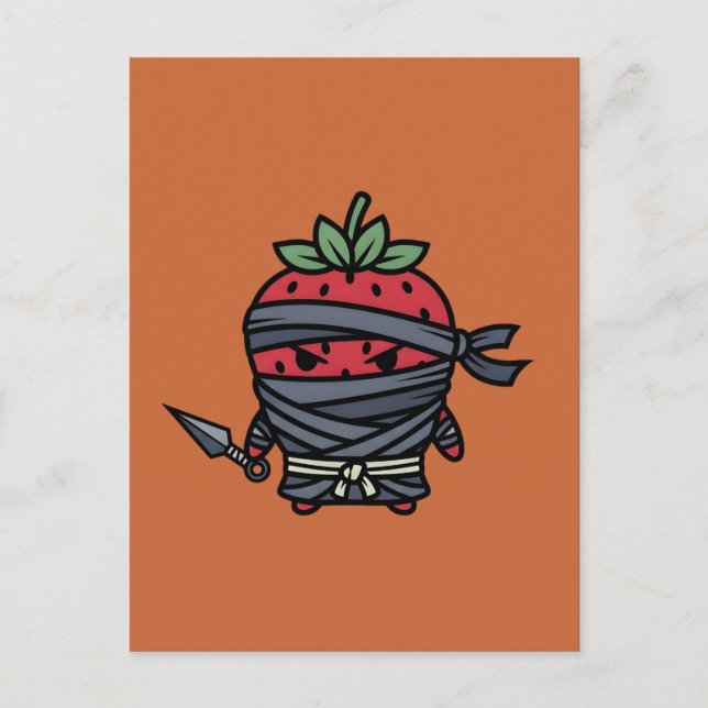 Cartão Postal Cute Strawberry Ninja Assassin Japanese Pop Art (Frente)
