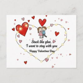Cartão Postal Cute Valentine's day couple hearts custom