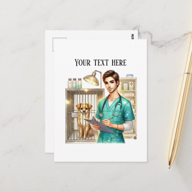Cartão Postal Cute Veterinarian Office customizable  (Frente/Verso In Situ)
