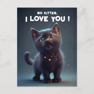 Cartão Postal Cutie Black Kitten: Sem crianças, eu te amo!