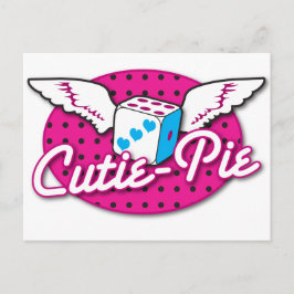 Cartão Postal Cutie-Pie rockabilly cute dice with wings