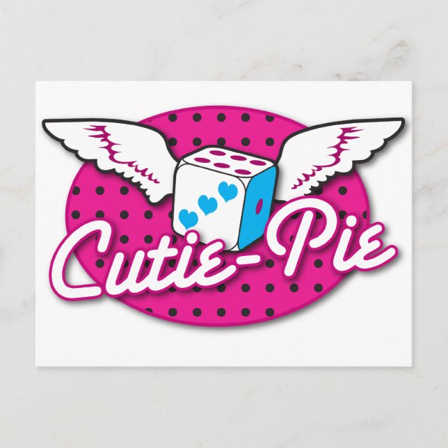 Cartão Postal Cutie-Pie rockabilly cute dice with wings (Frente)