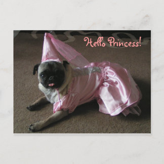 Cartão Postal Cutie Pug Princess