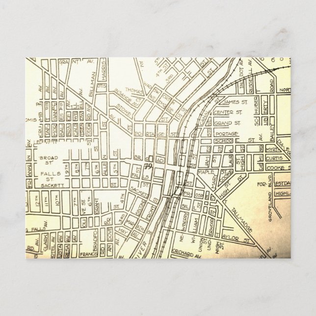 Cartão Postal Cuyahoga Cai, OH Vintage Map (Frente)