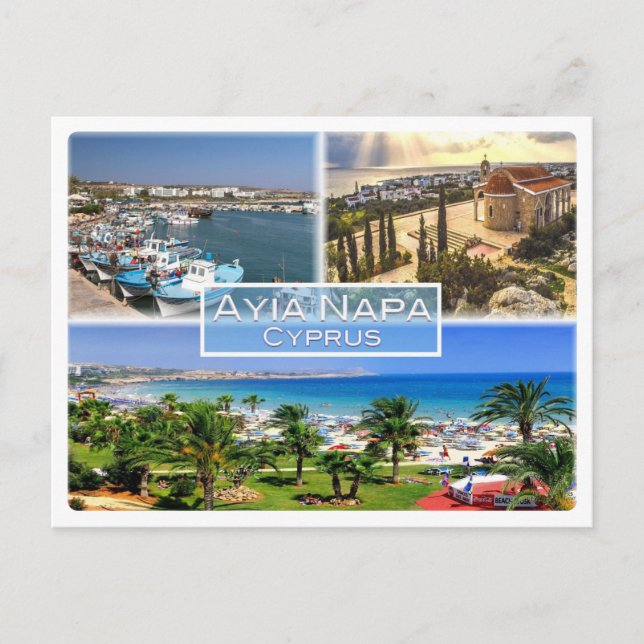Cartão Postal CY Chipre - Ayia Napa - Harbour - Panorama - Nelia (Frente)