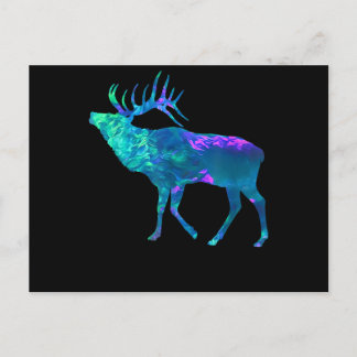 Cartão Postal Cyan Blue Violet teal Elk Buck por presentes de ca