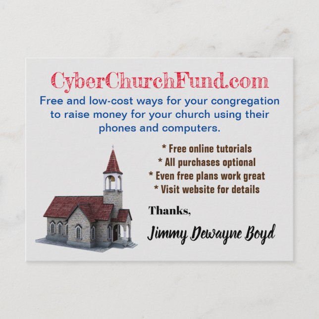Cartão Postal Cyber Church Fundraising (Frente)