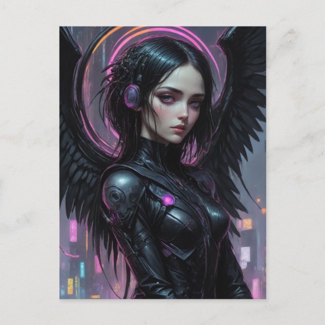 Cartão Postal Cyberpunk Dark Angel Fantasy (Frente)