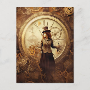 Cartão Postal Cyberpunk Industrial Mecânico Vintage Steampunk