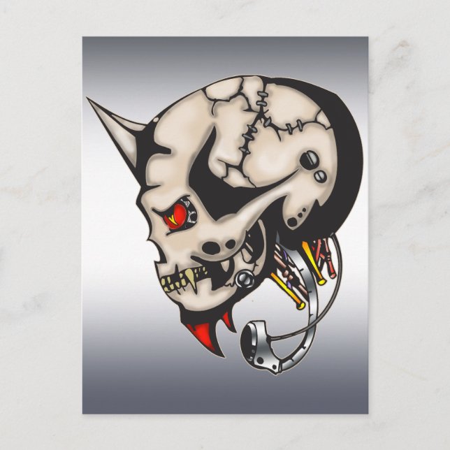 Cartão Postal Cyborg Robot Corado (Frente)