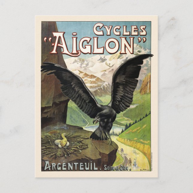 Cartão Postal Cycle Aiglon Vintage Advertising Poster França (Frente)