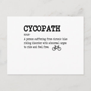 Cartão Postal CYCOPATH Ciclista Divertido de Ciclismo Bicicleta