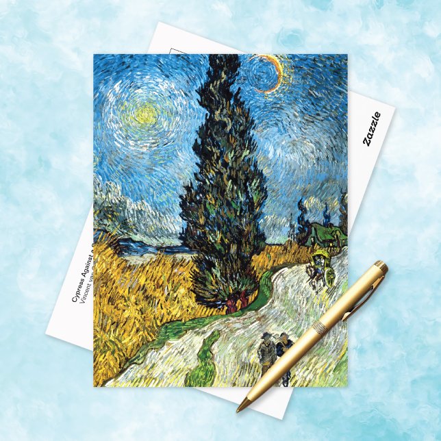 Cartão Postal Cypress Starry Sky Vincent van Gogh (Criador carregado)